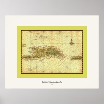 Islands Of Hispaniola And Puerto Rico ~ 1639 Poster by VintageFactory at Zazzle