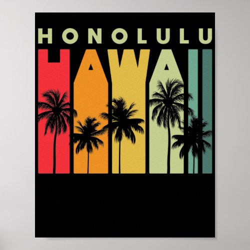 Islands Vintage Souvenir  Honolulu Hawaii Poster