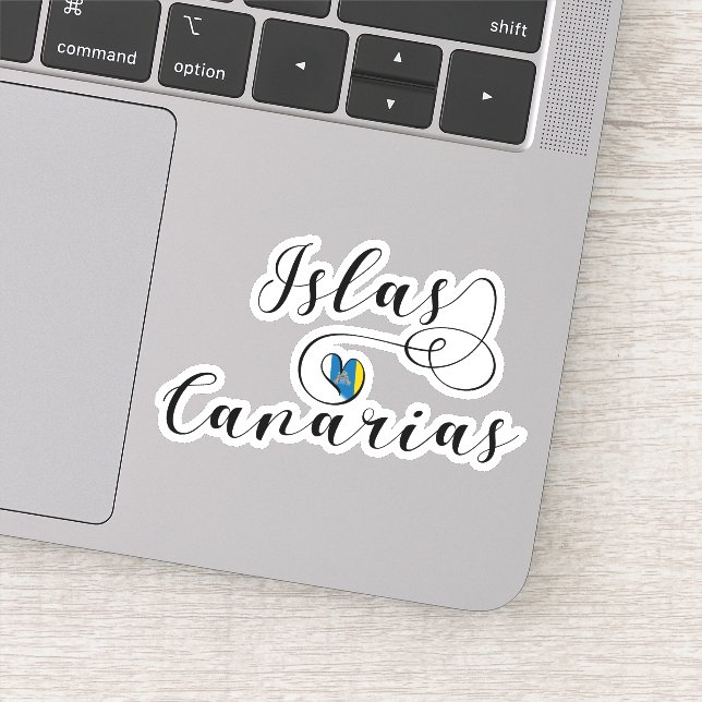 Islas Canarias, Canary Islands Flag Heart, Sticker (Detail)