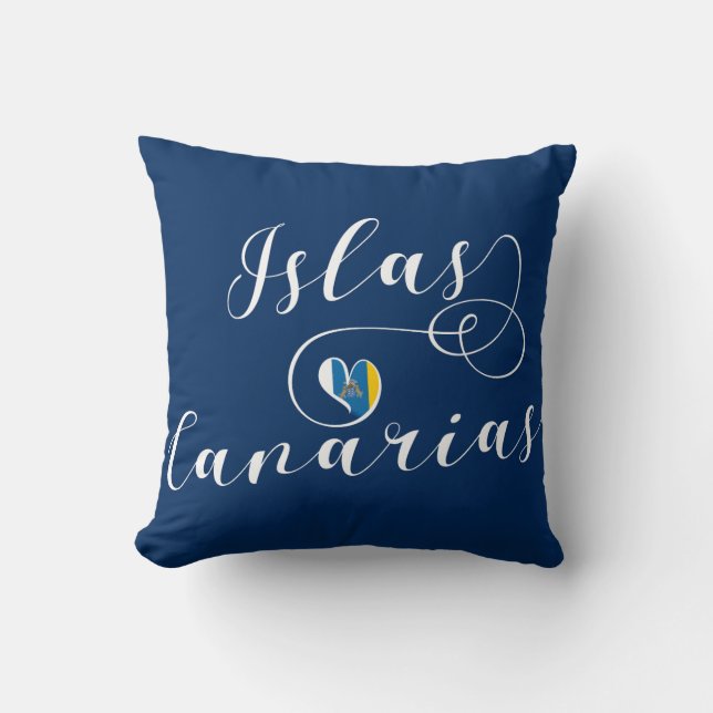 Islas Canarias, Canary Islands Flag Heart, Throw Pillow (Front)
