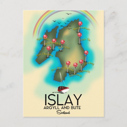Islay  Inner Hebrides  scotland map travel art Postcard