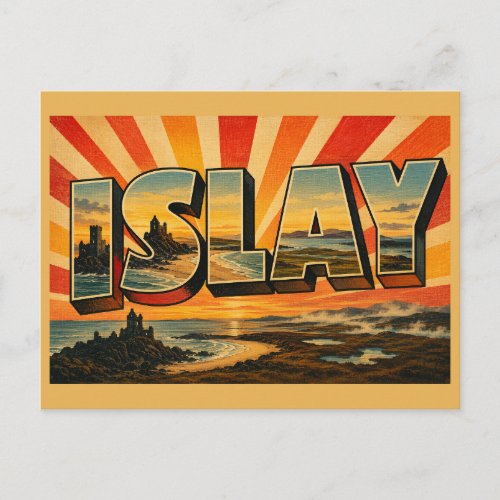 Islay Scotland Vintage Travel Art Postcard