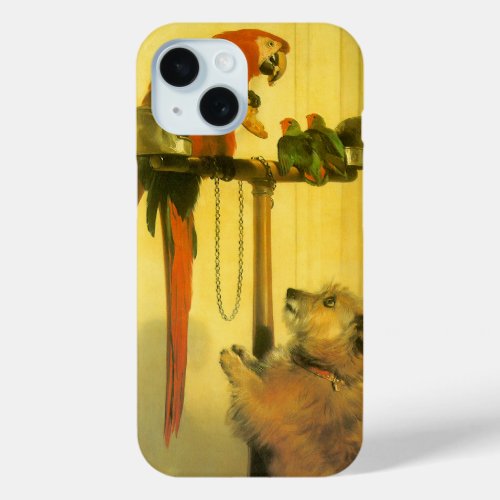 Islay Tilco a Macaw and Love Birds by Landseer iPhone 15 Case