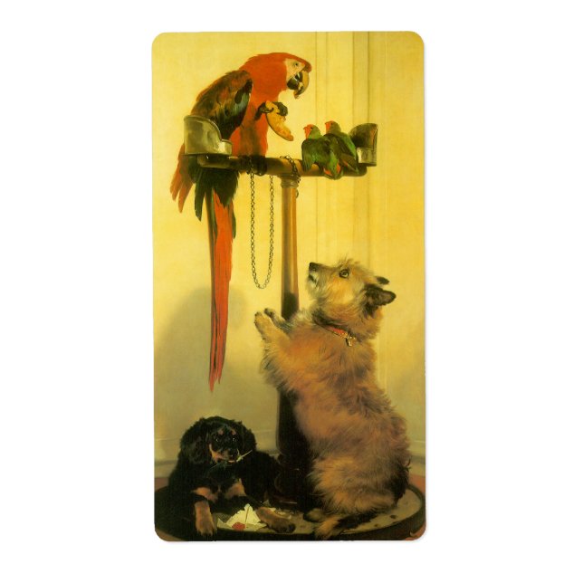 Islay, Tilco, a Macaw and Love Birds by Landseer Label (Front)