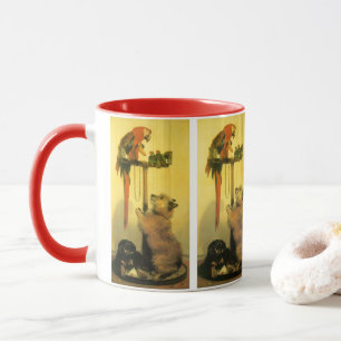 Islay, Tilco, a Macaw and Love Birds by Landseer Mug