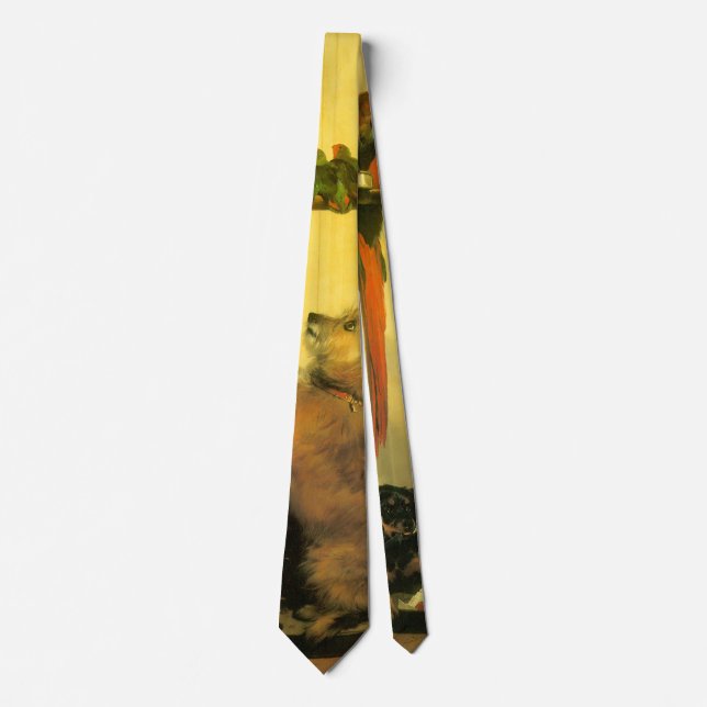 Islay, Tilco, a Macaw and Love Birds by Landseer Neck Tie (Front)