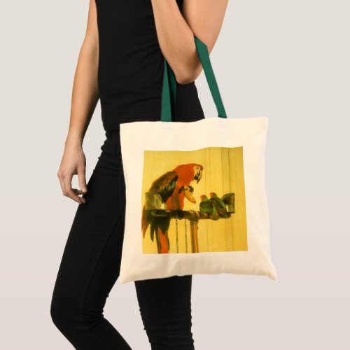 Islay Tilco a Macaw and Love Birds by Landseer Tote Bag