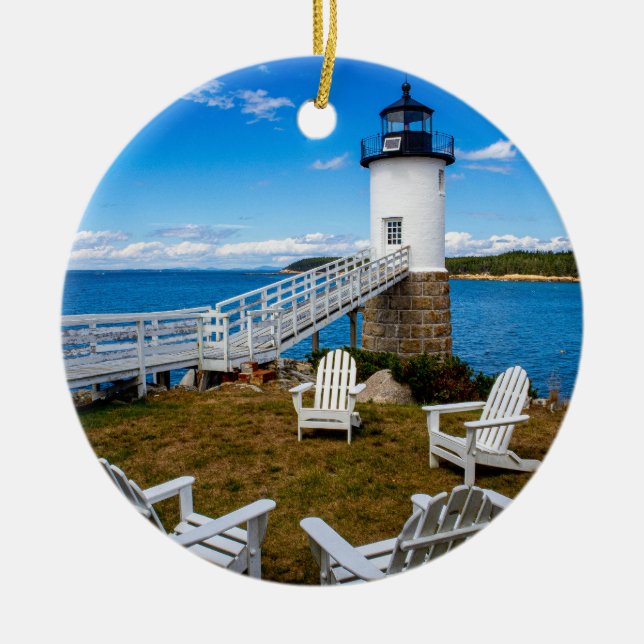 Isle au Haut, Maine Lighthouse Ceramic Ornament (Front)