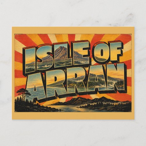 Isle of Arran Scotland Vintage Travel Art Postcard