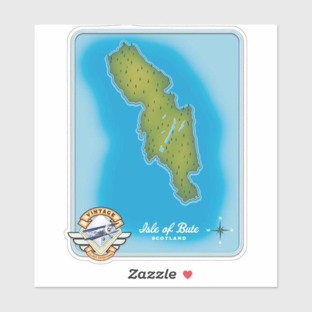 Isle of Bute map Sticker (Sheet)