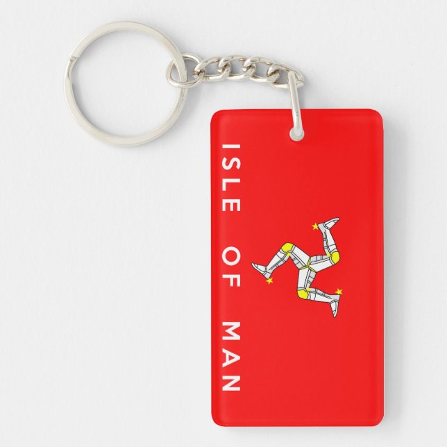 isle of man country flag text name keychain (Front)