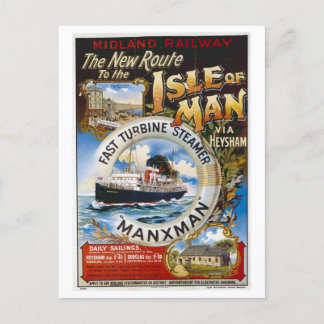 Isle of Man, England, Travel Vintage Style Postcard