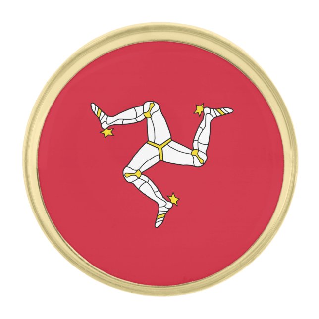 Isle of Man Flag Gold Finish Lapel Pin (Front)