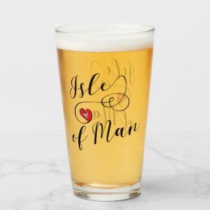 Isle of Man Flag In A Heart, Manx Glass