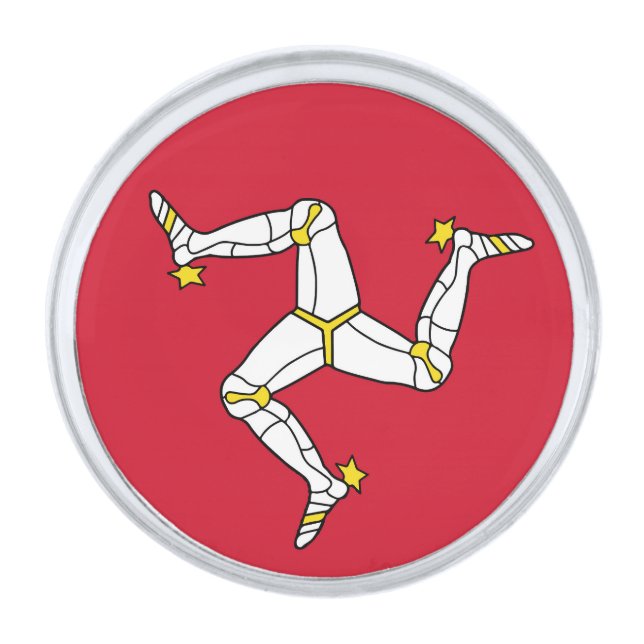 Isle of Man flag Silver Finish Lapel Pin (Front)