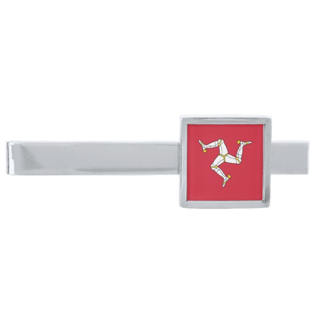 Isle of Man Flag Silver Finish Tie Bar (Front)