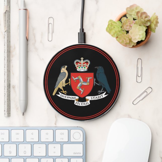 Isle of  Man Flag Wireless charger, Emblem Wireless Charger (Desk)