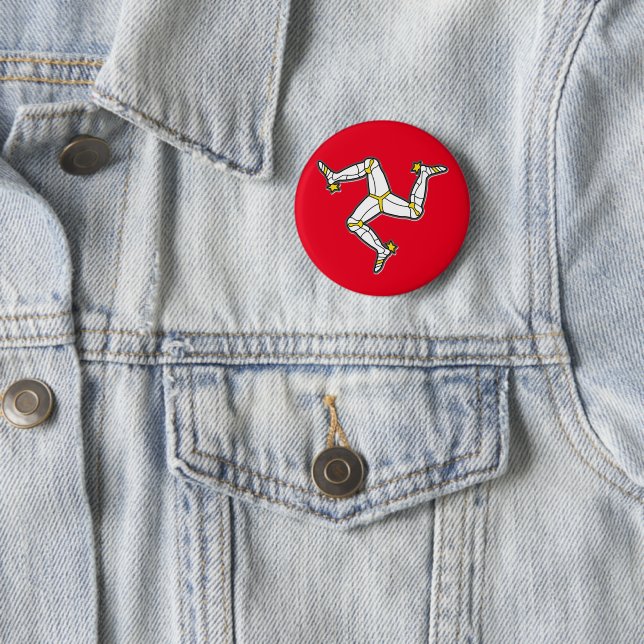 Isle Of Man Manx Flag 3 Legs Of Man Triskelion Button (In Situ)