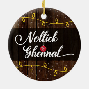 Isle of Man Manx Merry Christmas, Nollick Ghennal Ceramic Ornament
