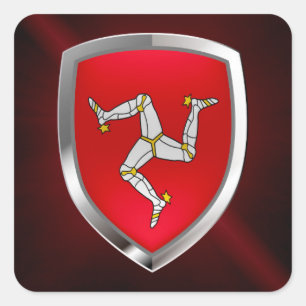 Isle of Man Metallic Emblem Square Sticker