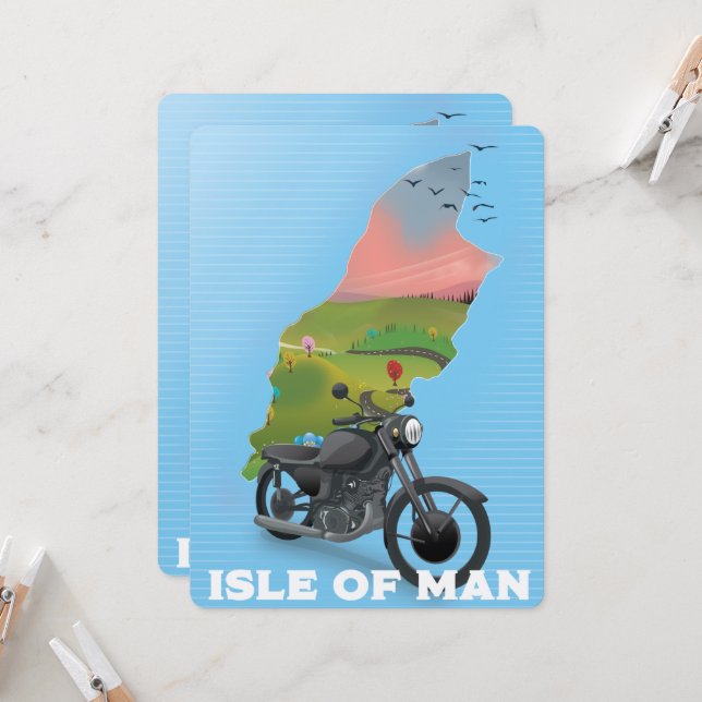 Isle of Man Motorbike travel poster (Front/Back In Situ)