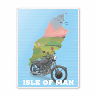 Isle of Man Motorbike travel poster Sticker