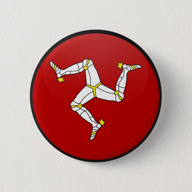 Isle Of Man quality Flag Circle Pinback Button (Front)