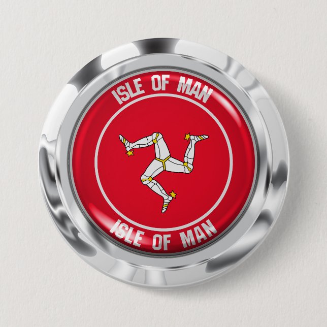 Isle of Man Round Emblem Button (Front)