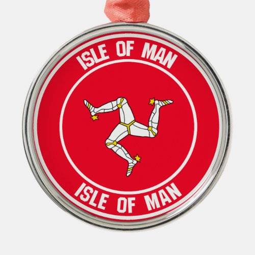 Isle of Man Round Emblem Metal Ornament