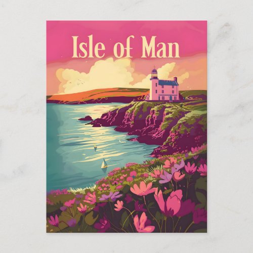 Isle of Man vintage art Postcard