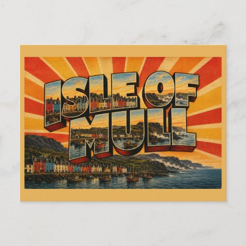 Isle of Mull Scotland Vintage Travel Art Postcard