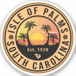 Isle of Palms Florida Retro Sunset Souvenirs 80s Sticker