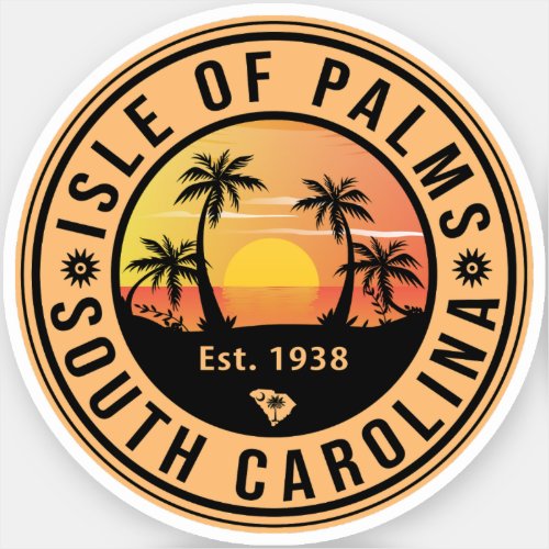 Isle of Palms Florida Retro Sunset Souvenirs 80s Sticker