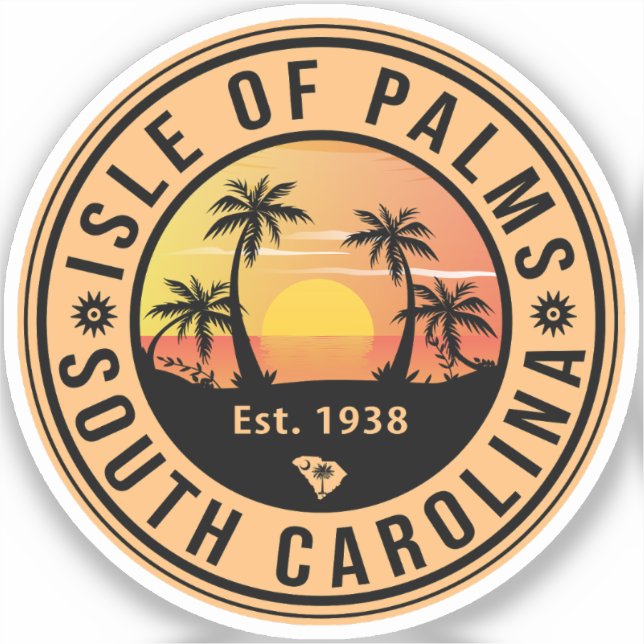 Isle of Palms Florida Retro Sunset Souvenirs 80s Sticker (Front)