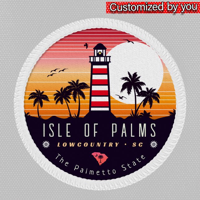 Isle of Palms lighthouse SC Retro Sunset Souvenirs Patch (Creator Uploaded)