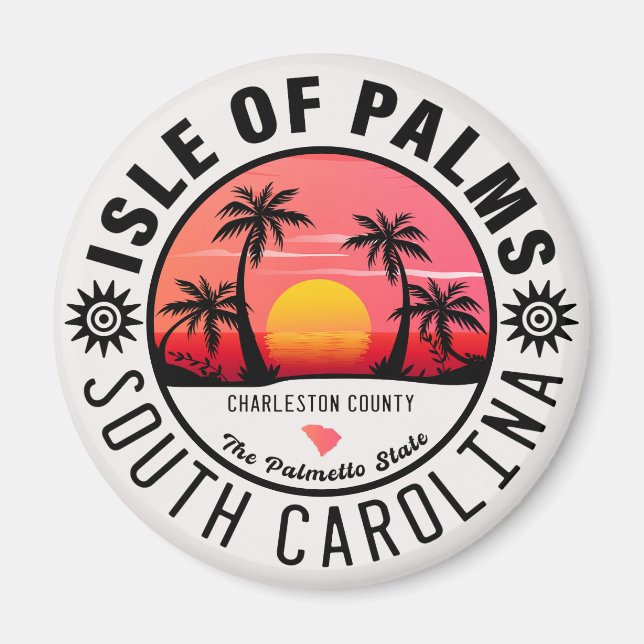 Isle of Palms SC Retro Sunset Souvenirs 60s Magnet (Front)