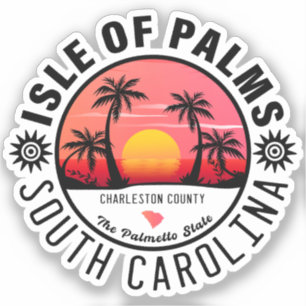 Isle of Palms SC Retro Sunset Souvenirs 60s Sticker