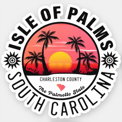Isle of Palms SC Retro Sunset Souvenirs 60s Sticker