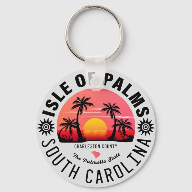 Isle of Palms SC Retro Sunset Souvenirs 80s Keychain (Front)