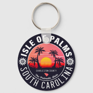 Isle of Palms SC Retro Sunset Souvenirs 80s Keychain