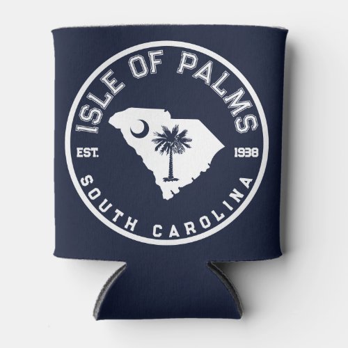 Isle of Palms South Carolina Flag Map Navy Can Cooler