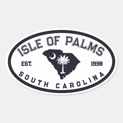 Isle of palms South Carolina Flag Map Navy Vintage Oval Sticker