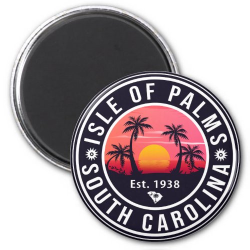 Isle of Palms South Carolina Retro Sunset Souvenir Magnet