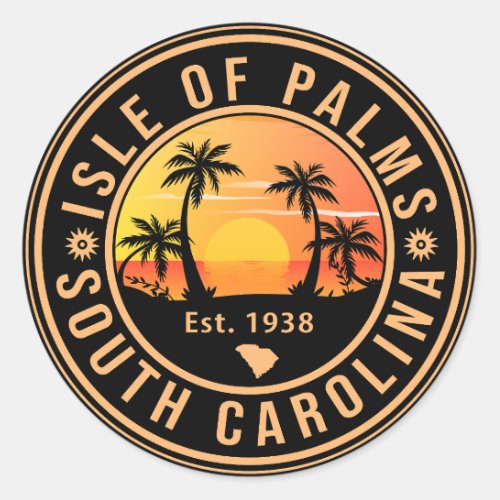 Isle of palms South Carolina Retro Vintage 80s Classic Round Sticker