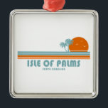 Isle of Palms South Carolina Sun Palm Trees Metal Ornament<br><div class="desc">Situated northeast of Sullivan's Island,  Isle of Palms is a small community that features one long beach,  providing seemingly endless space for fun in the sun. In addition to Front Beach,  the island offers two championship golf courses and loads of water sports activities,  including kayaking,  fishing and windsurfing.</div>