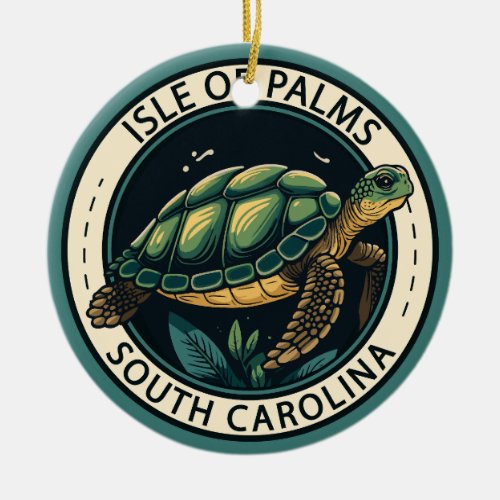 Isle of Palms South Carolina Turtle Badge Ceramic Ornament