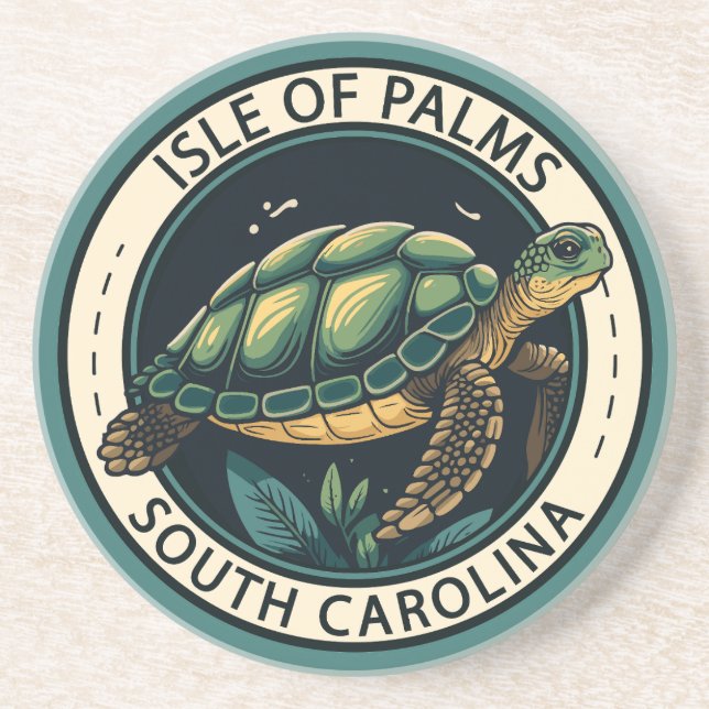 Isle of Palms South Carolina Turtle Badge Coaster (Front)