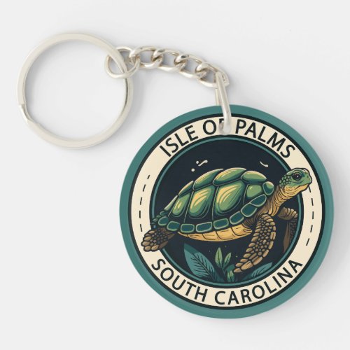 Isle of Palms South Carolina Turtle Badge Keychain