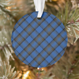 Isle of Skye Blue Tartan Plaid Ornament