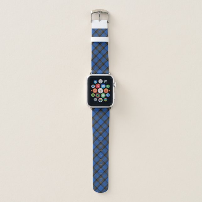 Isle of Skye Blue Tartan Plaid Pattern Apple Watch Band (Front)